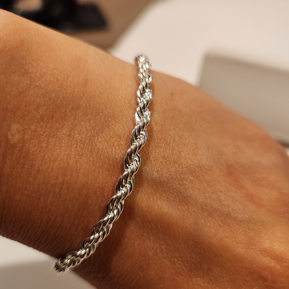 Fashion Designer Style  925 Silver Twisted Rope Bracelet - Daily Decoration